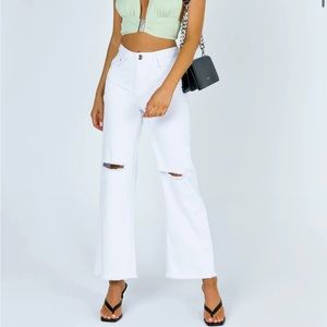 Princess Polly Wide Leg White Jeans